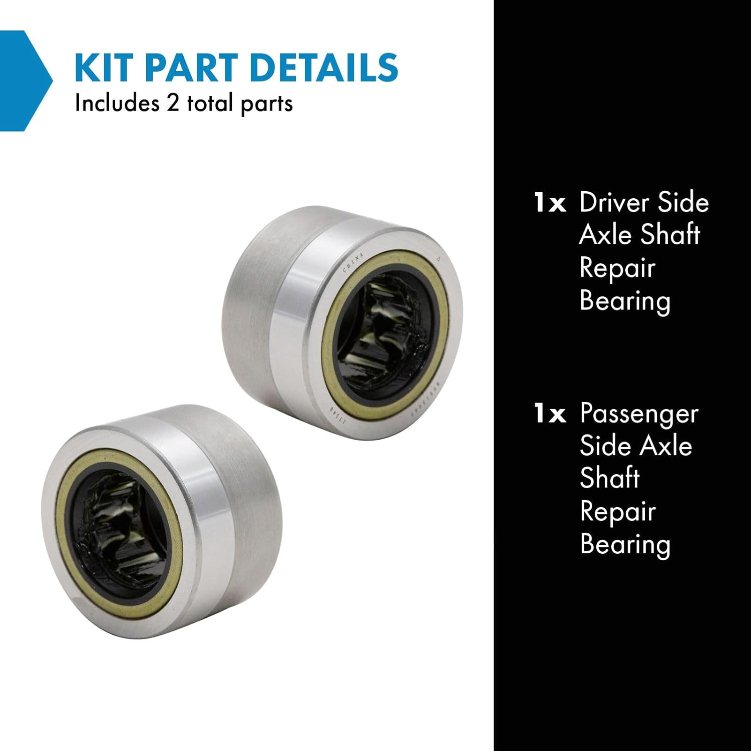TRQ Rear Driver and Passenger Side Axle Shaft Repair Bearing Pair Compatible with 1999-2014 Chevrolet Silverado 1500 2500 GMC Sierra 1500 2500 00-06 Suburban 1500 GMC Yukon XL 01-06 Yukon