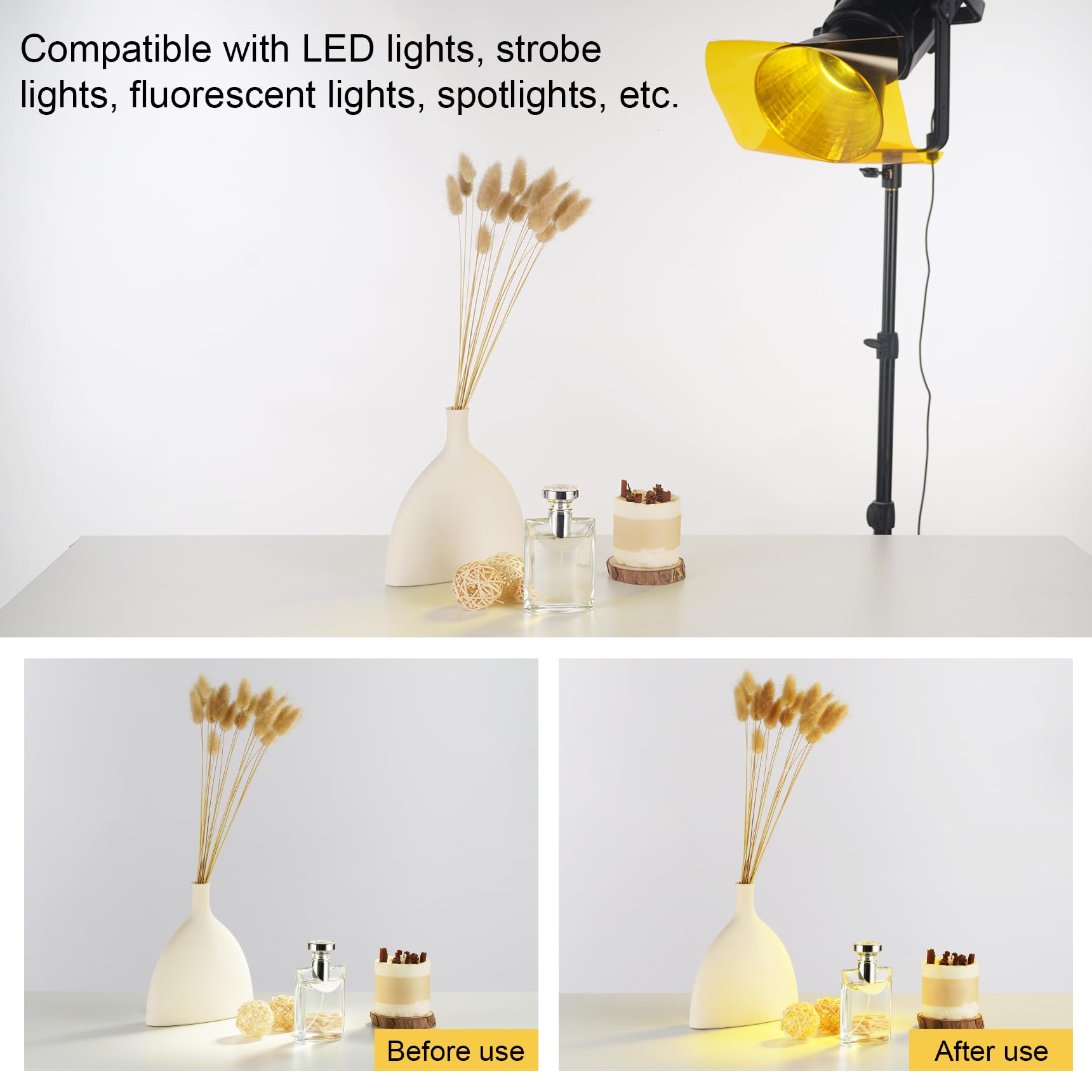 Selens 4 filtros de iluminación naranja CTO, corrección de color, superposiciones transparentes, película de lámina para foco estroboscópico de 800 W
