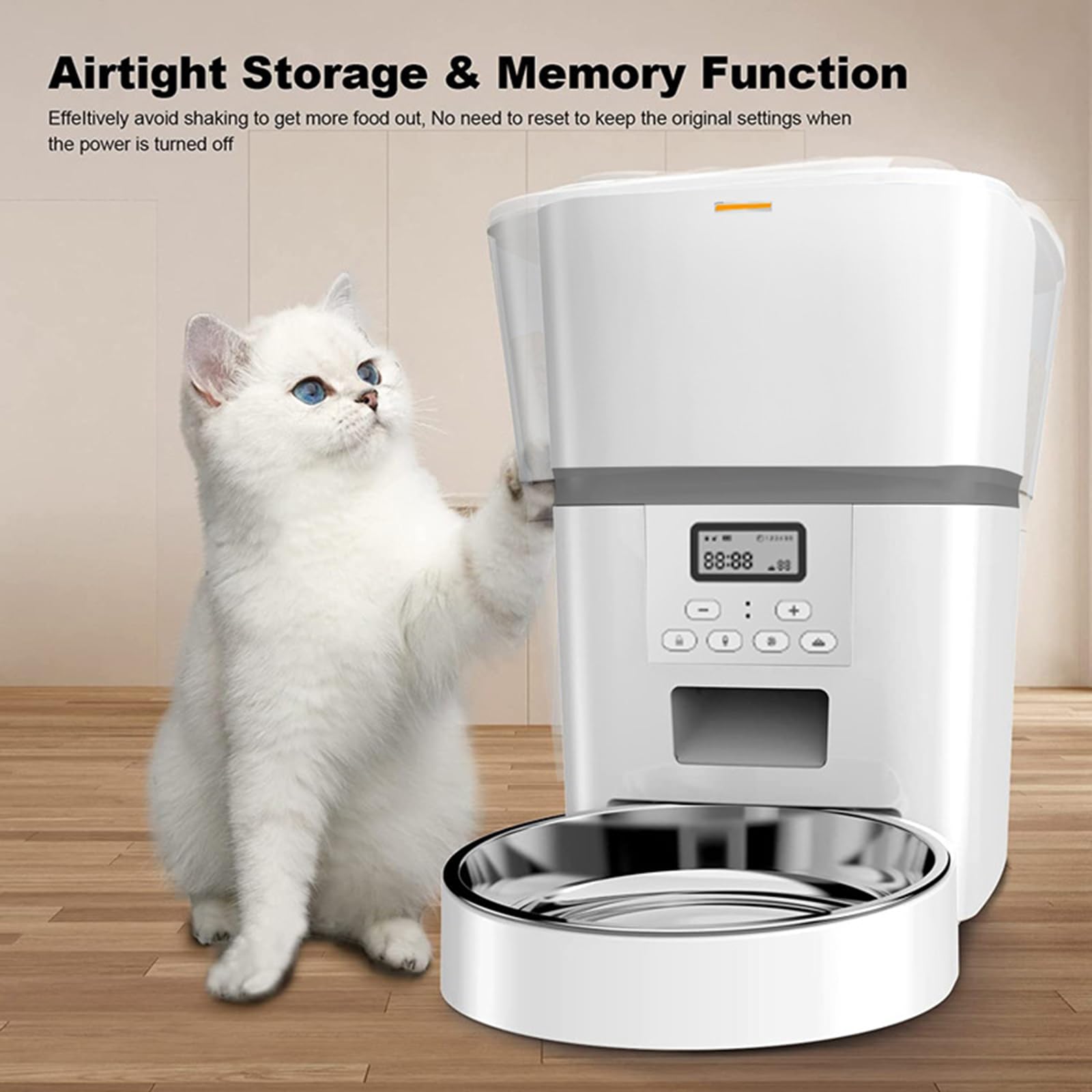 Alimentador automático para Gatos, dispensador automático Inteligente de Comida para Gatos de 4 litros con Pantalla LCD para una fácil configuración, grabadora de Voz, diseño sin obstrucciones