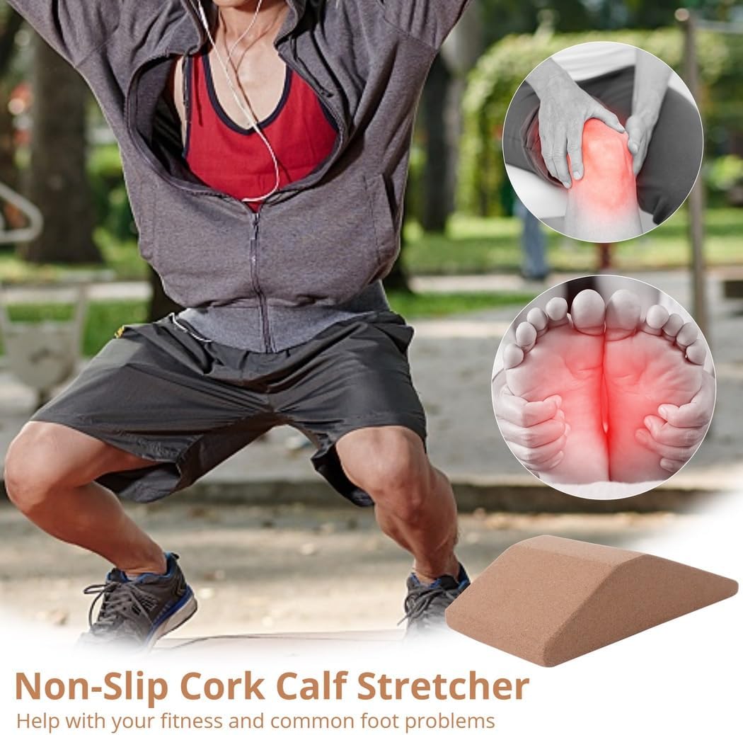 Cork Slant Board, 1 Pair Slant Squat Calf Stretcher with Carry Bag, Non-Slip Squat Wedge Block, Balance Portable Boards for Gyms, Offices, Parks, Home Fitness