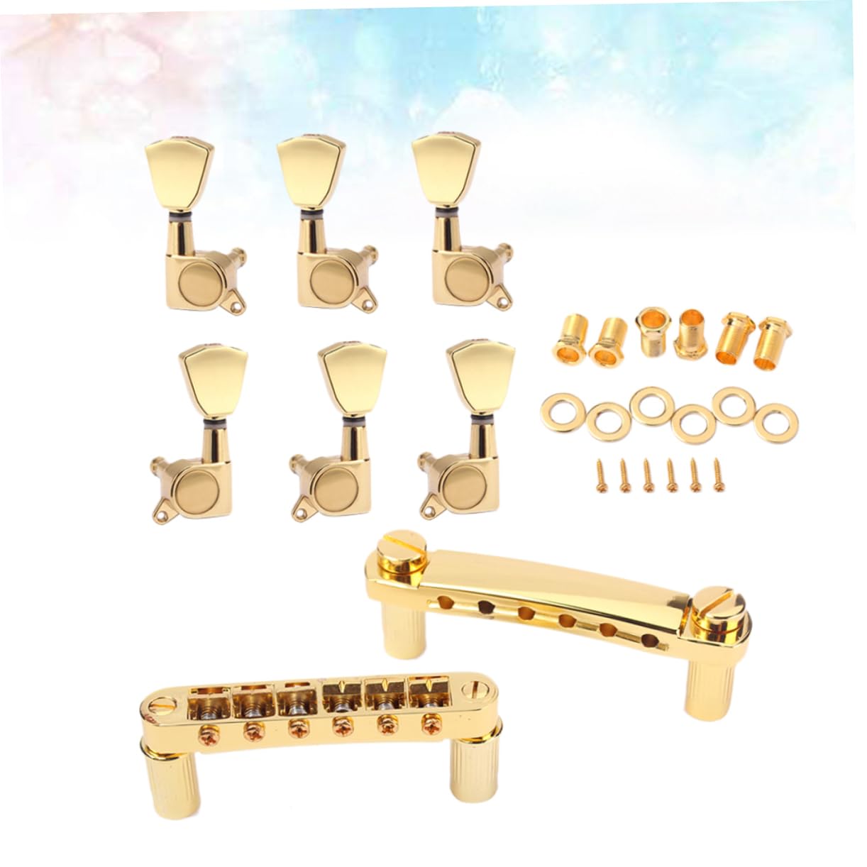 Goldene Gitarren Mechaniken 1g24, 3 Links 3 Rechts, Vintage | Metallausführung, Satz mit 6 Stimmwirbeln, Passend für E-gitarre und Ukulele
