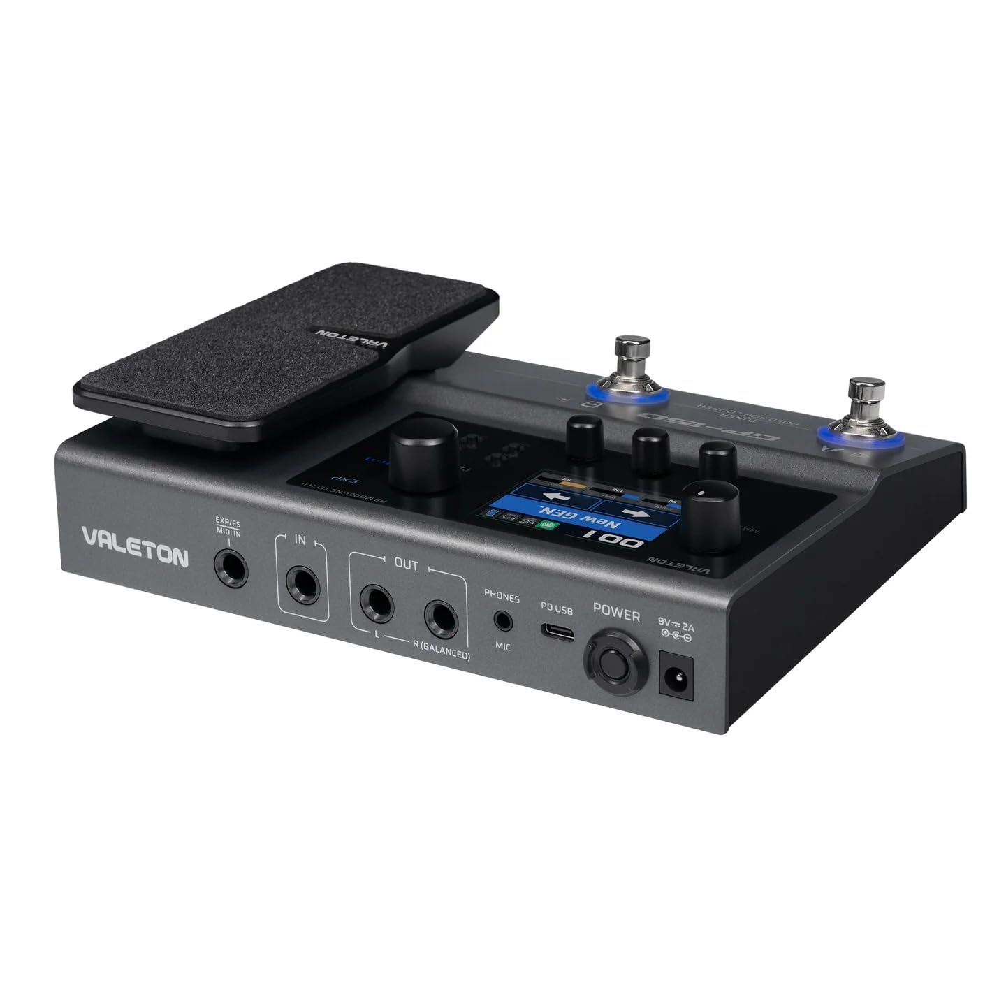Valeton GP-150 Processore multi-effetto per chitarra con pedale di espressione, oltre 200 effetti, modellazione NAM SnapTone, caricatore a infrarossi, looper, drum machine, interfaccia audio USB