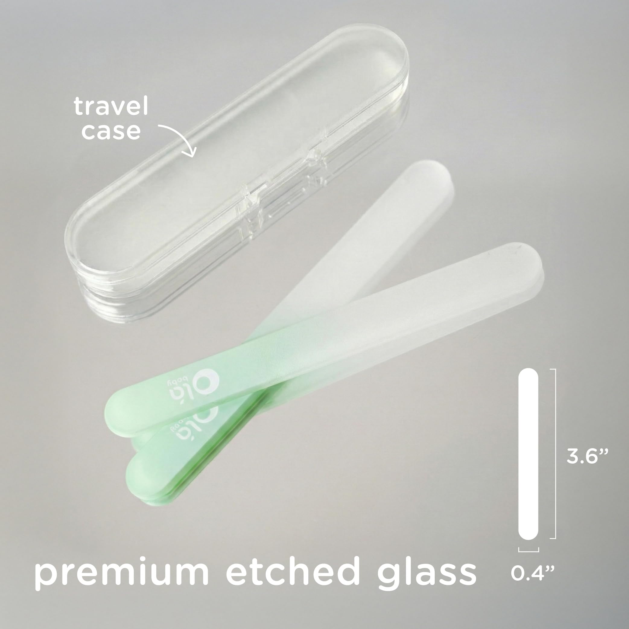 Olababy Glas-Nagelfeile für Neugeborene und Säuglinge, 2 Stück, Minzgrün, sichere Glas-Fingernagelfeile mit Reiseetui