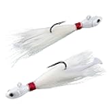 Dr.Fish 3 Pack Bucktail Jigs with Paddle Tail Swimbait Trailer, Saltwater Fishing Hair Jigs Buck Tail Lure White Surf Fishing Mackerel Flounder Bluefish Snapper