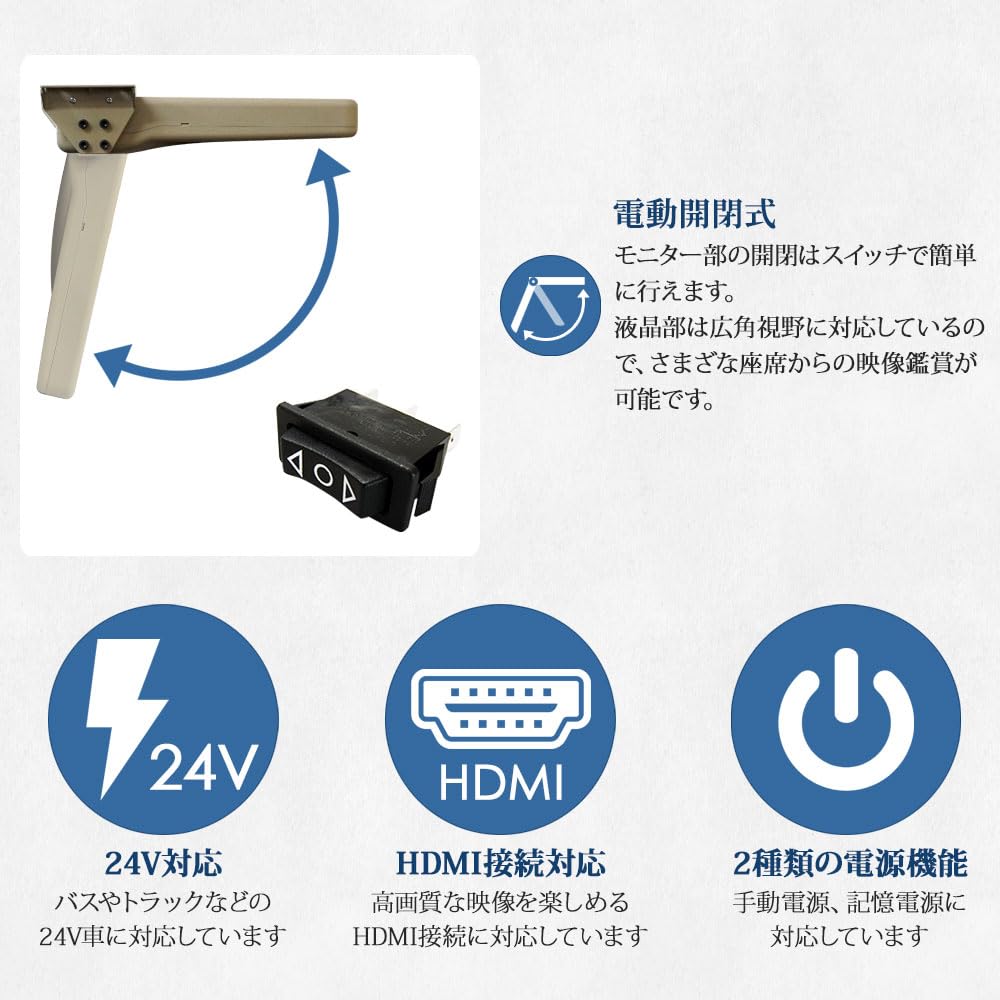 Amazon.co.jp: 【F2201YH】22インチ大型 フリップダウンモニター 24V
