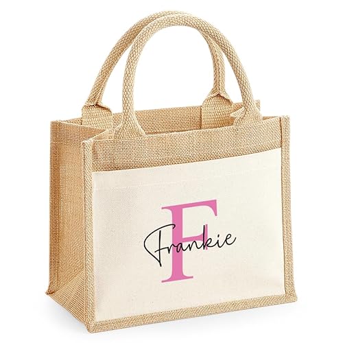 Customised Jute Lunch Tote with Monogrammed Initial & Name - Eco-Friendly Personalised Work Bag for Women - Versatile Teacher Bag, Shopper Tote - Ideal for Birthday, Mother’s Day & Bridesmaid Gifts Customised Jute Lunch Tote with Monogrammed Initial & Name - Eco-Friendly Personalised Work Bag for Women - Versatile Teacher Bag, Shopper Tote - Ideal for Birthday, Mother’s Day & Bridesmaid Gifts