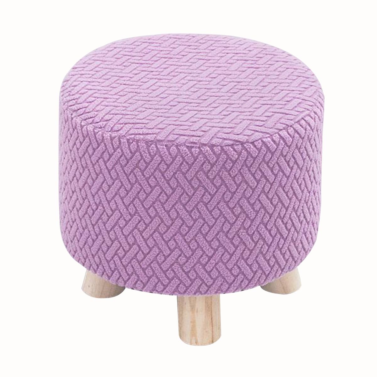 HHONGWYT Small Round Ottoman Cover Slipcovers Foot Rest Stool Cover Footstool Covers Slipcovers Diameter 9.8"~11.8" H 5.9~7" for Small Wooden Legs Foot Stool Ottoman,Light purple,4 pieces