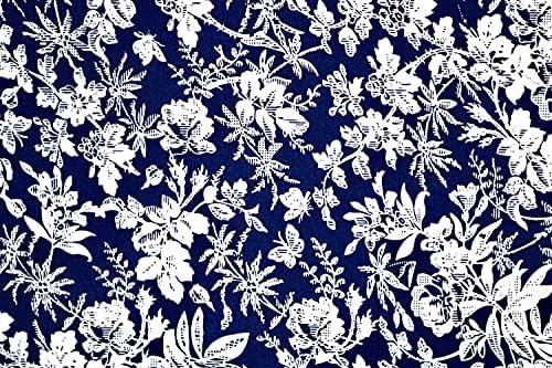 Pyrhan Forest Prints 100% Pure Cotton  60 inches (148 cm Approx) Wide Fabric Sold by The metre - Perfect for Sewing Projects and Dress Making. (Navy)