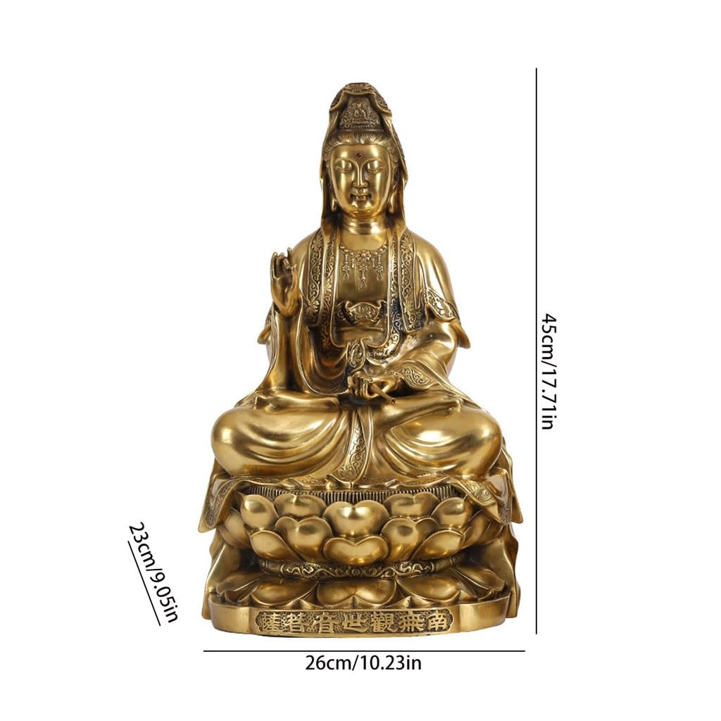 Posąg Buddy do wnętrz Dom Mosiądz Guanyin Statua Buddy Salon Studium Rzemiosło Guanyin Ozdoby na parapetówkę Prezent Medytująca Statua Buddy Figurka Rzeźba