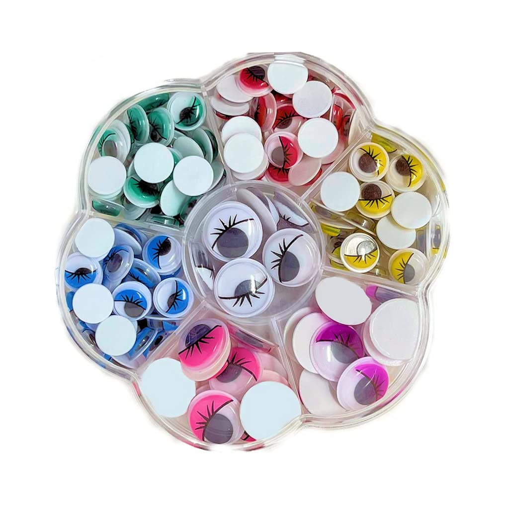 Nukinp Self Adhesive Wiggle Eyes Googly Eyes Stickers Eyelashes Coloured, For Crafting, Stick On, Craft 10mm 210PCS &1