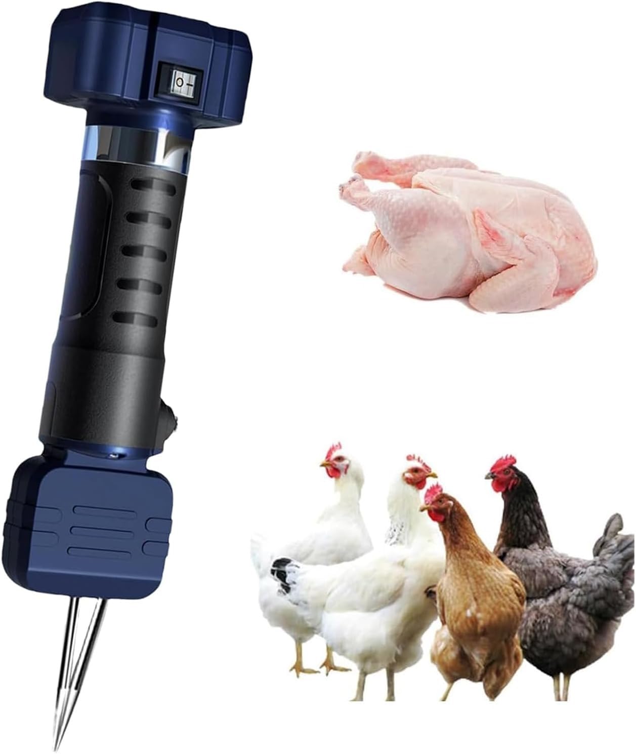 MRKU Fast Clean Chicken Plucker,Handheld Electric Poultry Machine with 2 Cone Heads Adjustable Gap,200W 16000RPM