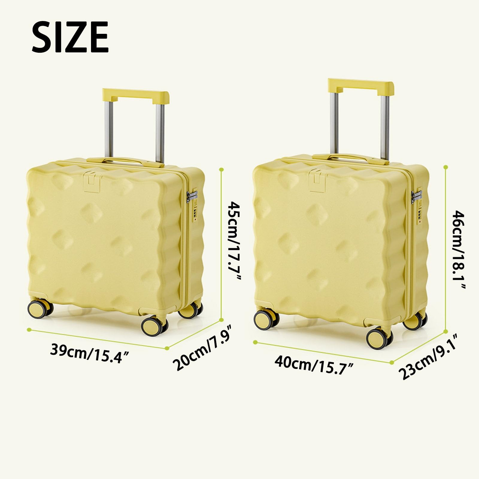 45 cm, 50 cm rozszerzalny bagaż podręczny, twarde etui, lekki bagaż podróżny, walizki z twardą obudową ABS + PC, kółka obrotowe, zamek TSA, zatwierdzone przez linie lotnicze, dla mężczyzn i kobiet