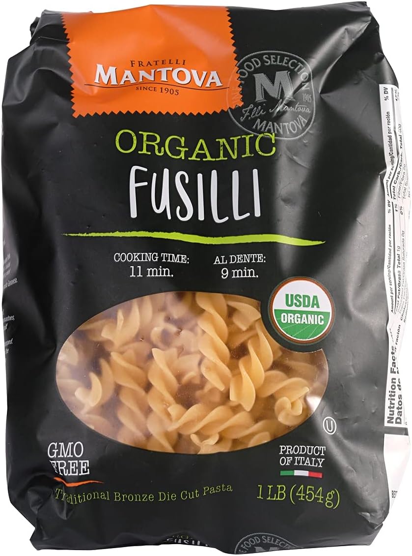 Mantova Italian Organic Spirali Pasta - 100% Durum Semolina Organic Rotini - 16 Oz (Pack Of 6) - Product Of Italy