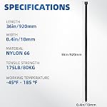 50 Pcs Extra Long Zip Ties 36 Inch, Heavy Duty Cable Ties with 200 Pounds Tensile Strength, Self-Locking UV Resistant Nylon Tie Wraps for Outdoor Use