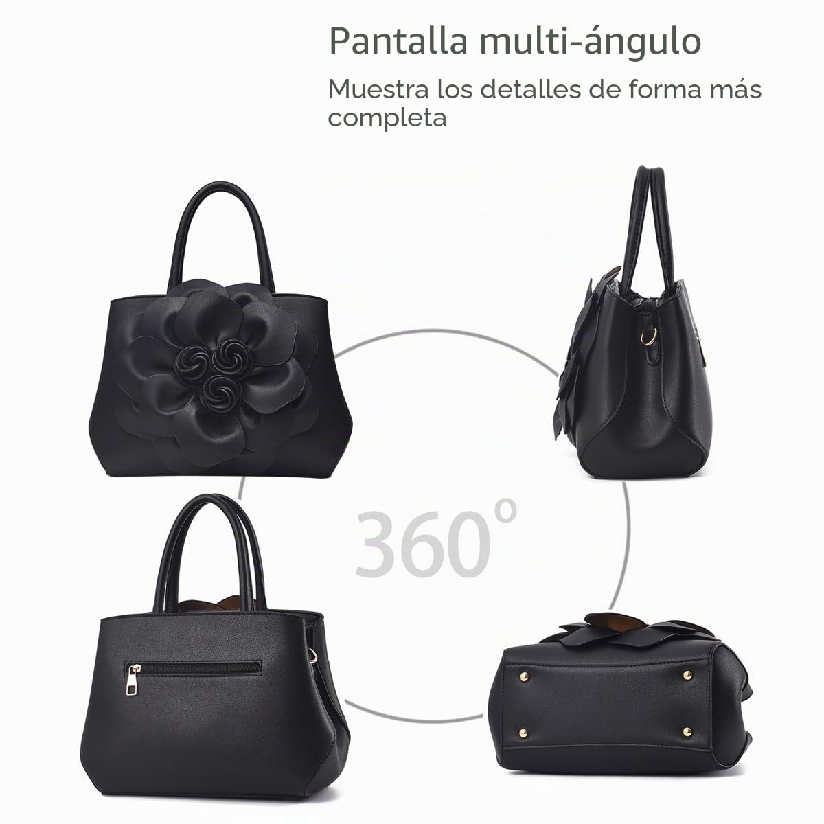 NICOLE & DORIS Stylish Handbags for Women Flower Top Handle Handbags Designer Shoulder Bag PU Leather Crossbody Bag Pretty Bag