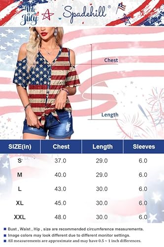 4Th Of July Women's Shirt V Neck Cold Shoulder Blouses Usa Flag #C Short Sleeve Casual Tops Xl #TOP5
