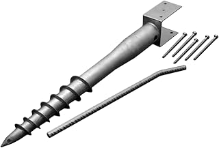 Mayne No Dig Ground Anchor - 3.75in x 2.88in x 26.75in - Includes Lag Bolts (5) & 20″ Rebar (1) - Galvanized Steel (580D)