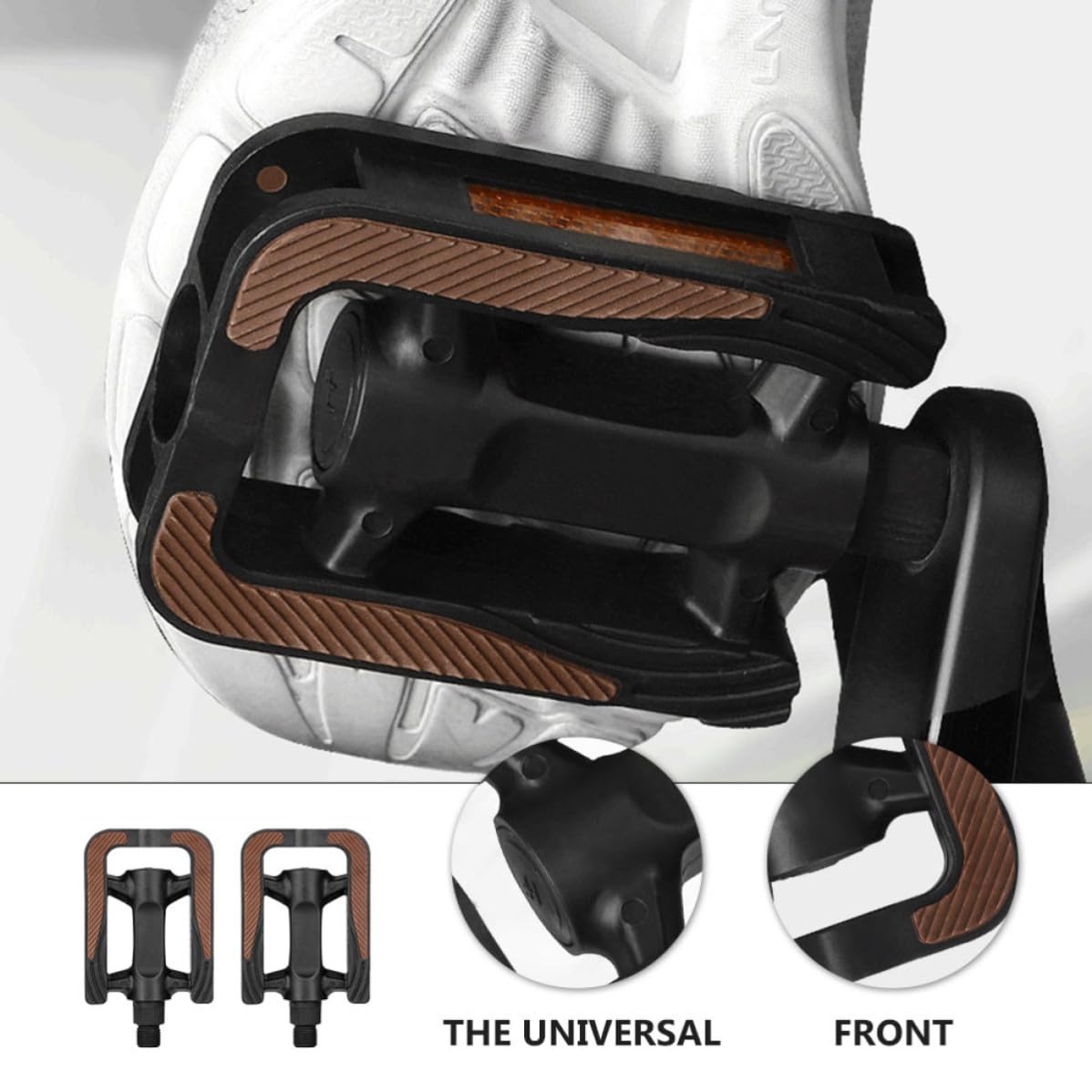 Pedali Bici Antiscivolo Doppio Grip, Cuscinetto Sigillato Nero | Coppia, Struttura in Plastica e Acciaio, Impermeabili, per Mountain Bike e Uso Quotidiano