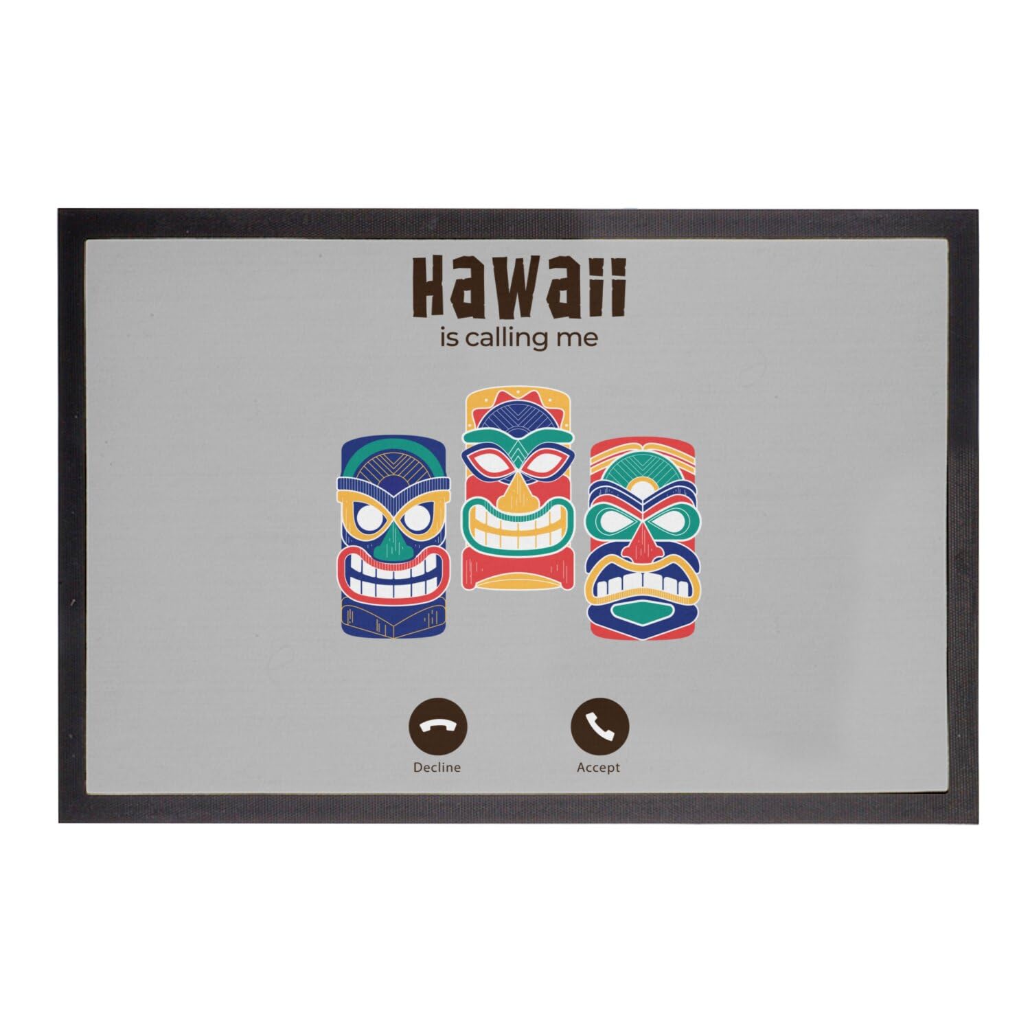 Paillasson gris Hawaii grand format 75x50cm tapis d'entrée extérieur Tiki Totem