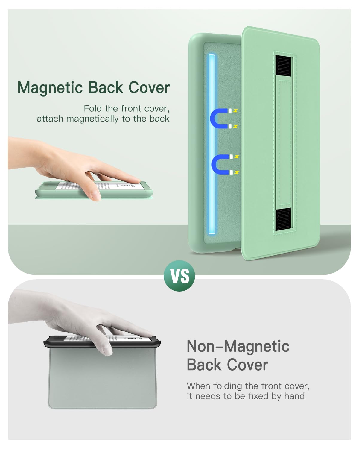 MoKo Case for 6" All-New Kindle (11th Generation-2024/2022 Release), Lightweight Shell Cover with Hand Strap Auto Wake/Sleep for Kindle 11th Generation 2024 e-Reader, Agave Green