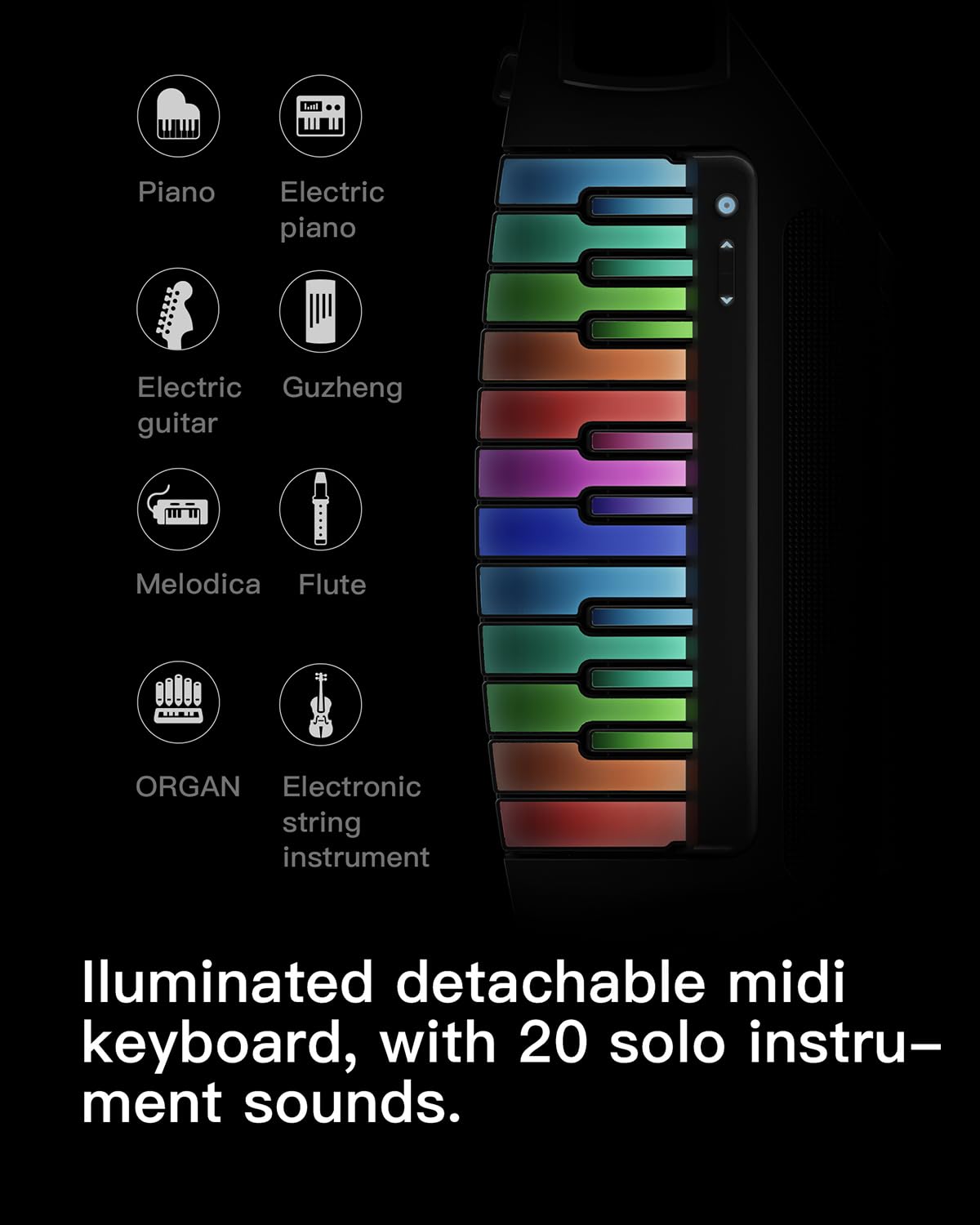 Enya CYBER-G Silent & E-Guitar con Tasti LED, Nero