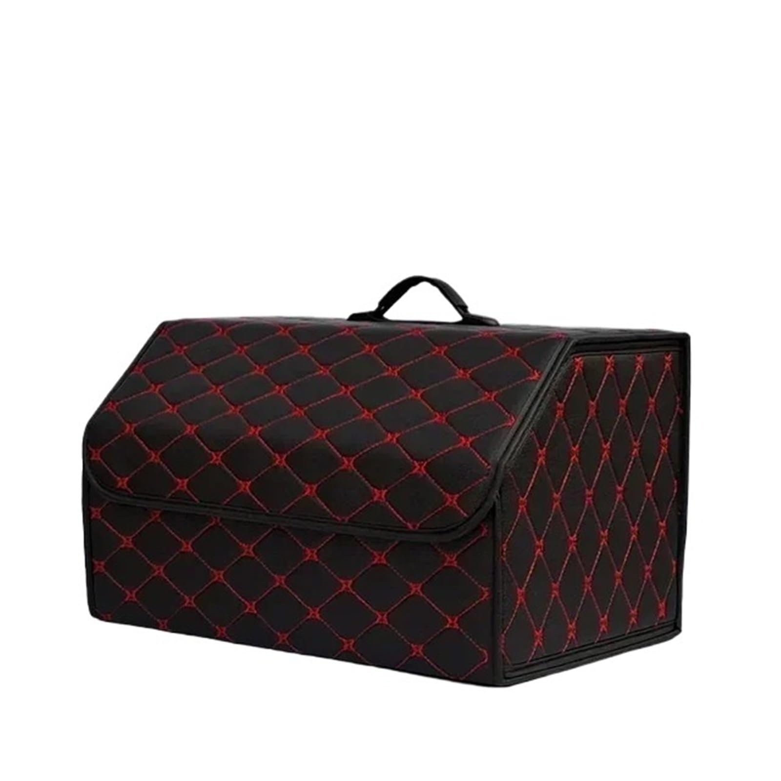 DVMSIEF Trunk Organizer Car Trunk Organizer Box Large Capacity Auto Multiuse Storage Bag Stowing Tidying Leather Folding For Emergency(Red L)