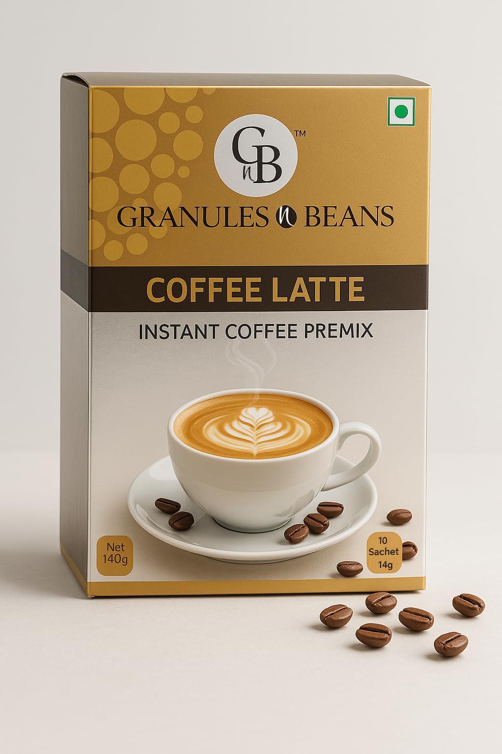 Granules n Beans Coffee Latte Instant Coffee Premix - (10 Sachet x 14g = 140g)