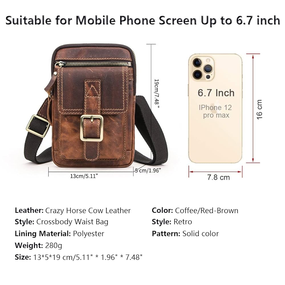 Amazon.com | Men's Genuine Leather Messenger Phone Bag
