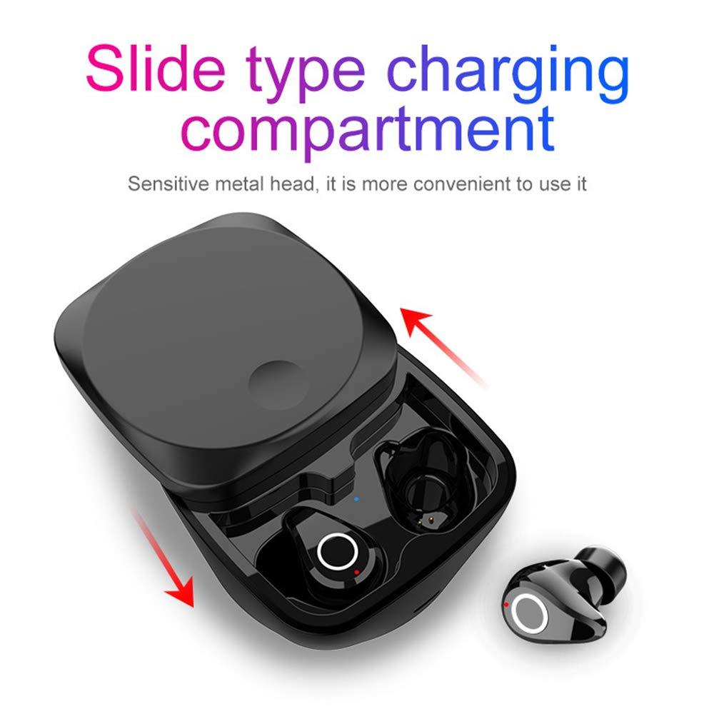 3D Cuffie Bluetooth, Auricolari Bluetooth 5.0 Senza Fili Stereo Sportivi in Ear con Custodia da Ricarica 800mAh Microfono Leggeri Hi-Fi Cuffie Hi-Fi, C