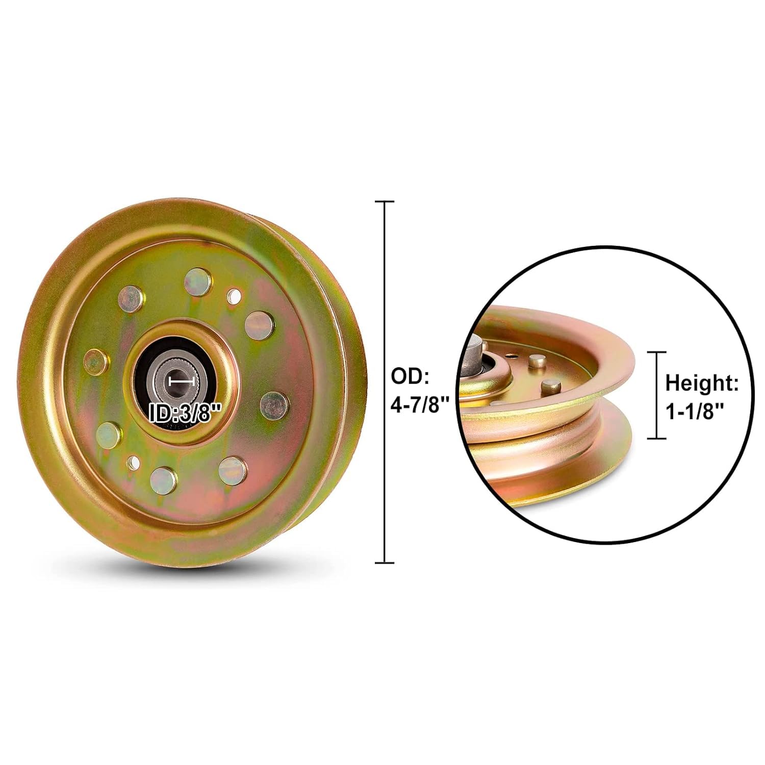 Condition photo showing New/Like New for up2win 756-04129 flat idler pulley compatible with cub cad et troy-bilt, replace 756-04129b, 753-08171, 956-04129, fit for riding lawn mower tractor with 42" 46" 48" 50" 54" deck, 2 pack
