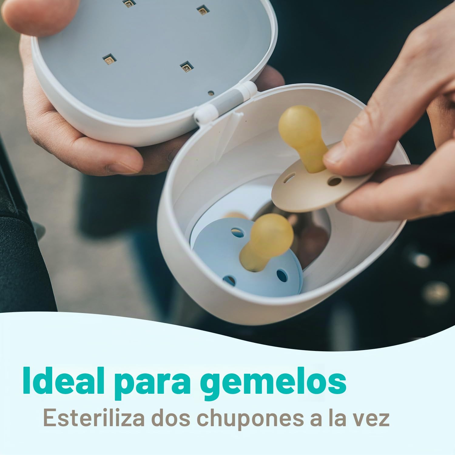 Esterilizador portátil de luz UV Papablic, mini caja desinfectante UV-C para chupete y más, esterilización del 99,99% en 59 segundos, recargable por USB