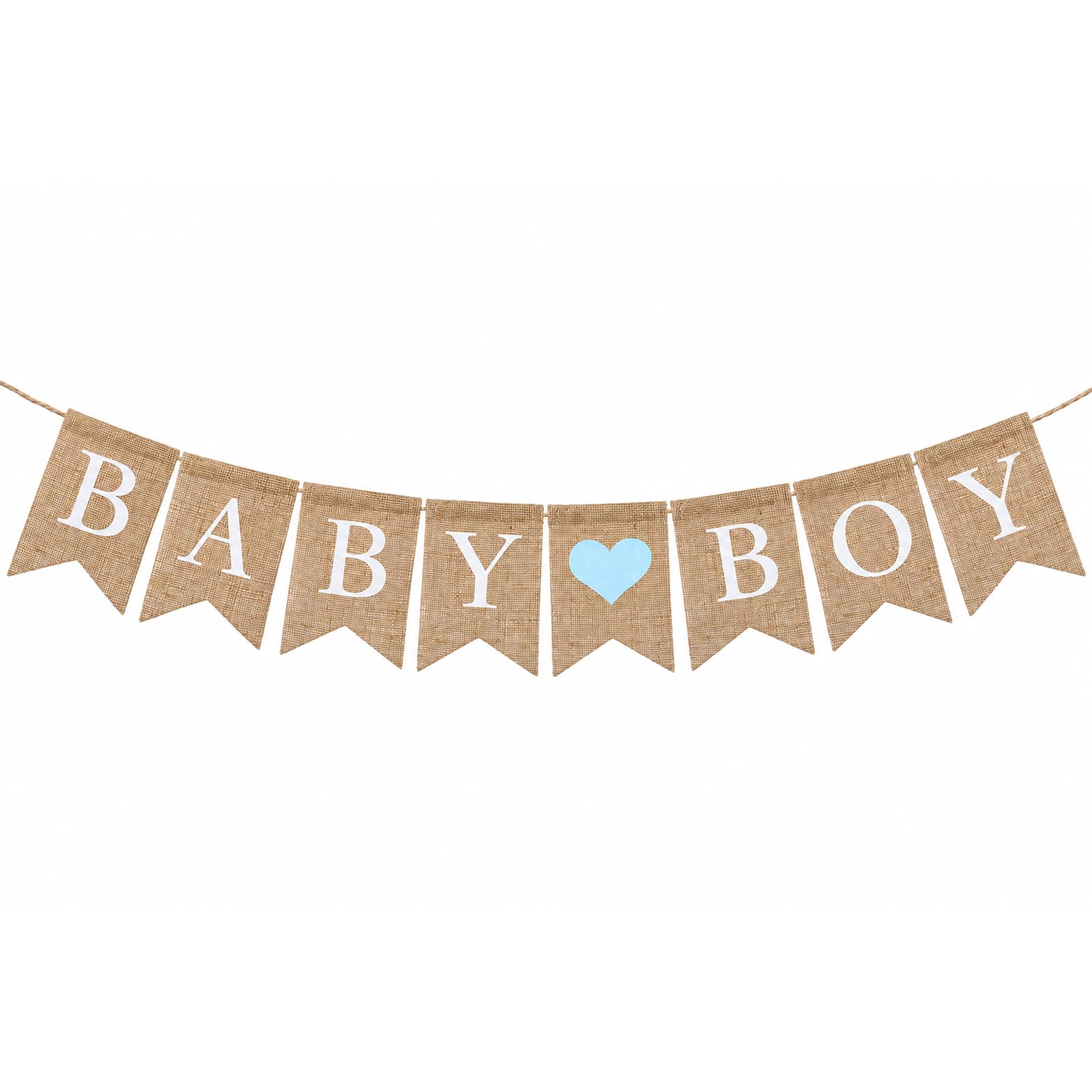 Burlap Baby Boy Banner for Baby Shower, Vintage Swallowtail Pennant Flags