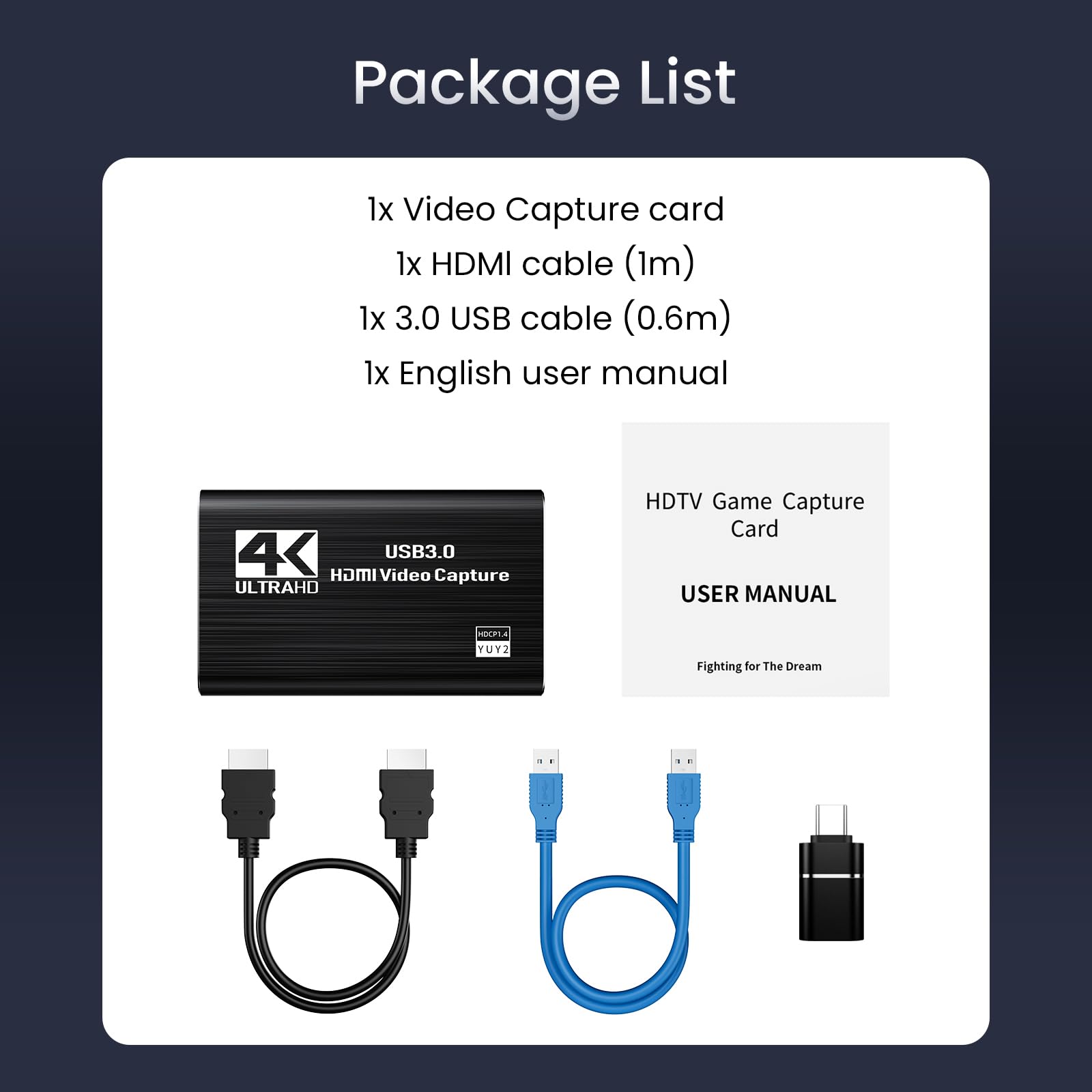 Papeaso Carte de Capture HDMI 4K, 1080P 60FPS USB 3.0 Appareil de Capture Vidéo pour Streaming, Compatible avec Switch, PS5, PS4, Xbox, Caméra, PC