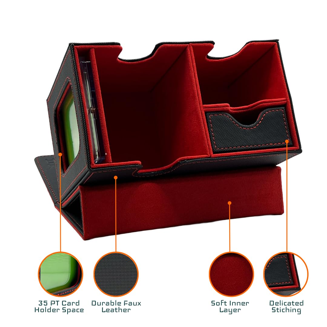 PUKARA Commander Card Deck Box for MTG. Card Storage with Magnetic Closure, MTG Deck Box, Includes 100 Card Sleeves, Dividers - Image 3