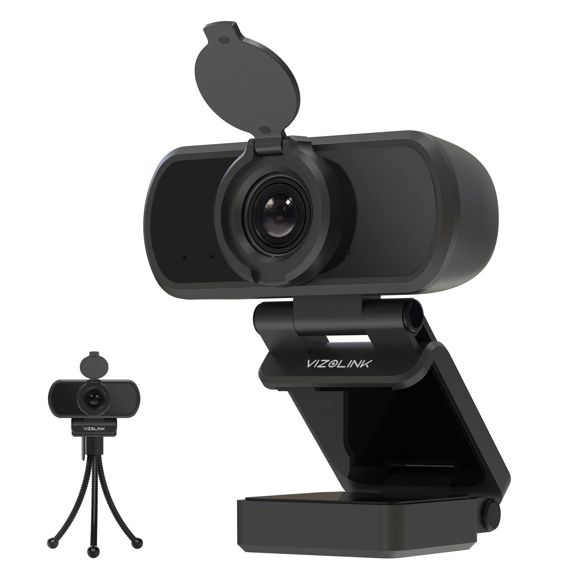 N51A Webcam Full HD 2.5k 30FPS Webcam PC con 2 Micrófono 110°Ángulo de Visión Corrección de Iluminación para Windows MacOS Linux Soporta Youtube Streaming Video Calling Zoom Videoconferencia