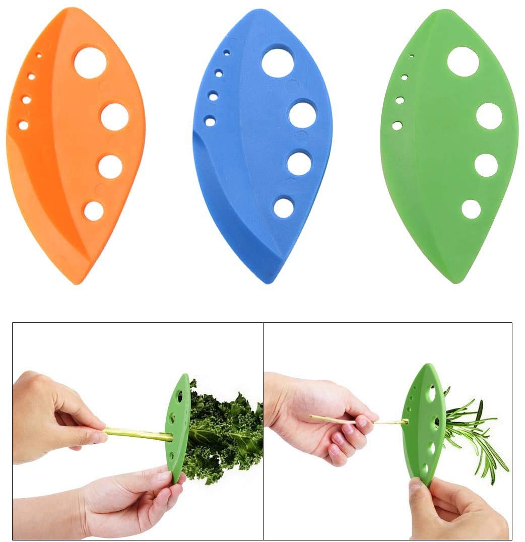 Herb Stripping Tool, Easy Stripping Kale Collard Greens Chard Thyme Leaves Herb Remover Tool (3 In 1 Set)