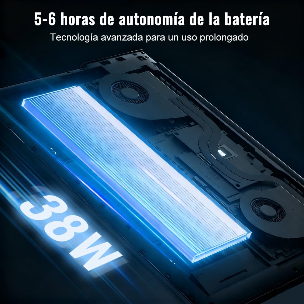 Ordenador Portátil 16 Pulgadas Celeron N5095 Up to 2.9Ghz, Portátil Win 11 con 5G WiFi 12+512GB SSD Expansión 1TB, BT 4.2 Mini Puerto Multimedia Portatiles Ventilador Refrigeración 1920*1200-Azul