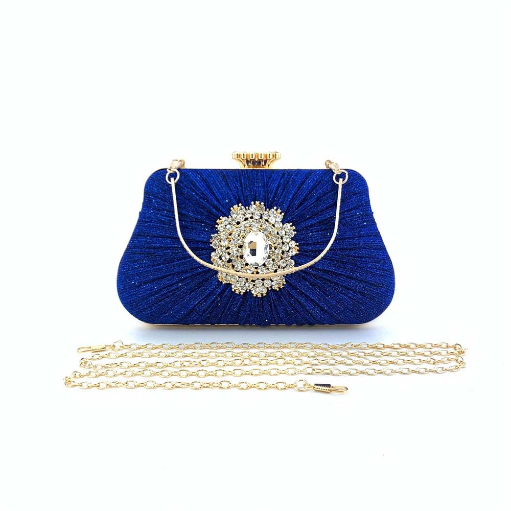 Bolsos de embrague para las mujeres Moda Cena Bolsa Plisada Artesanía Rhinestone Bolsa Cross Body Hombro Bolsas para Boda Prom Night out Fiesta