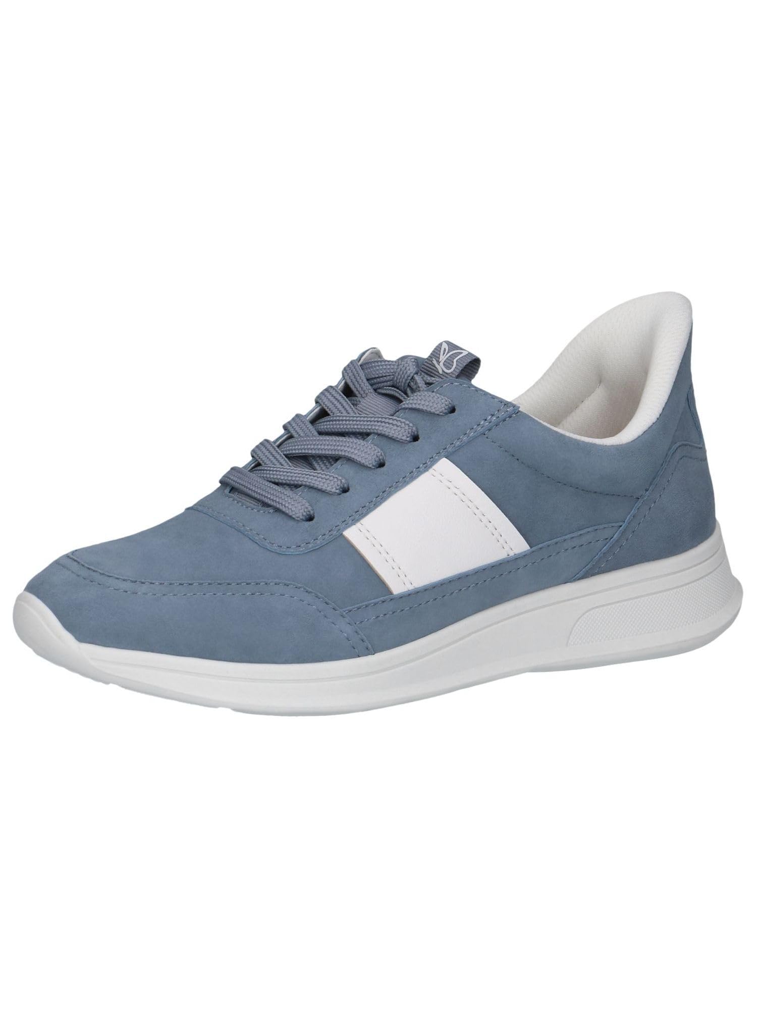 CAPRICE Women's Flat Leather Sneakers Low Top, Blue (White/Lt.Blue), 6 UK