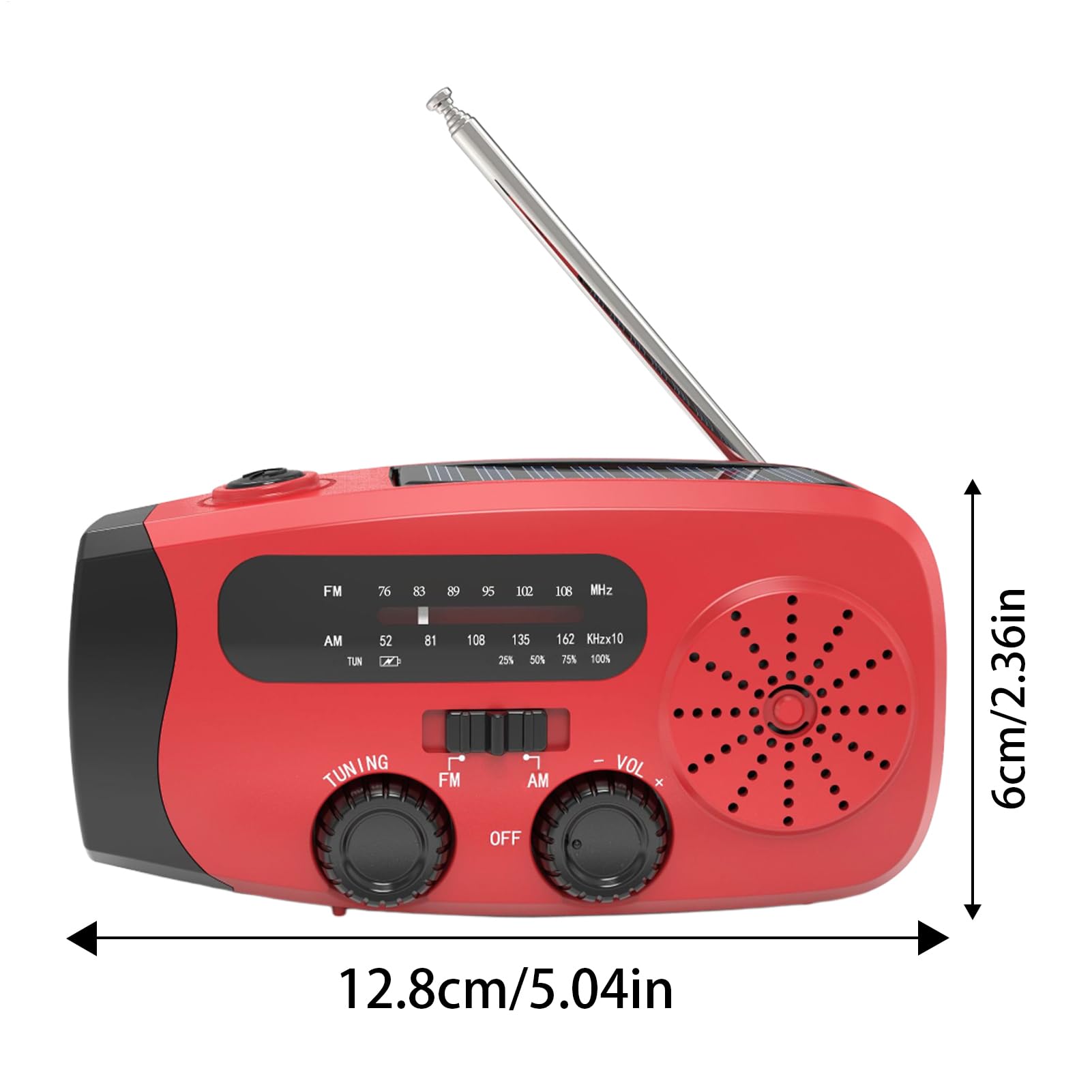 Radio Portable AM FM avec Chargeur Solaire Manivelle USB Lecteur MP3 pour Camping Randonnée