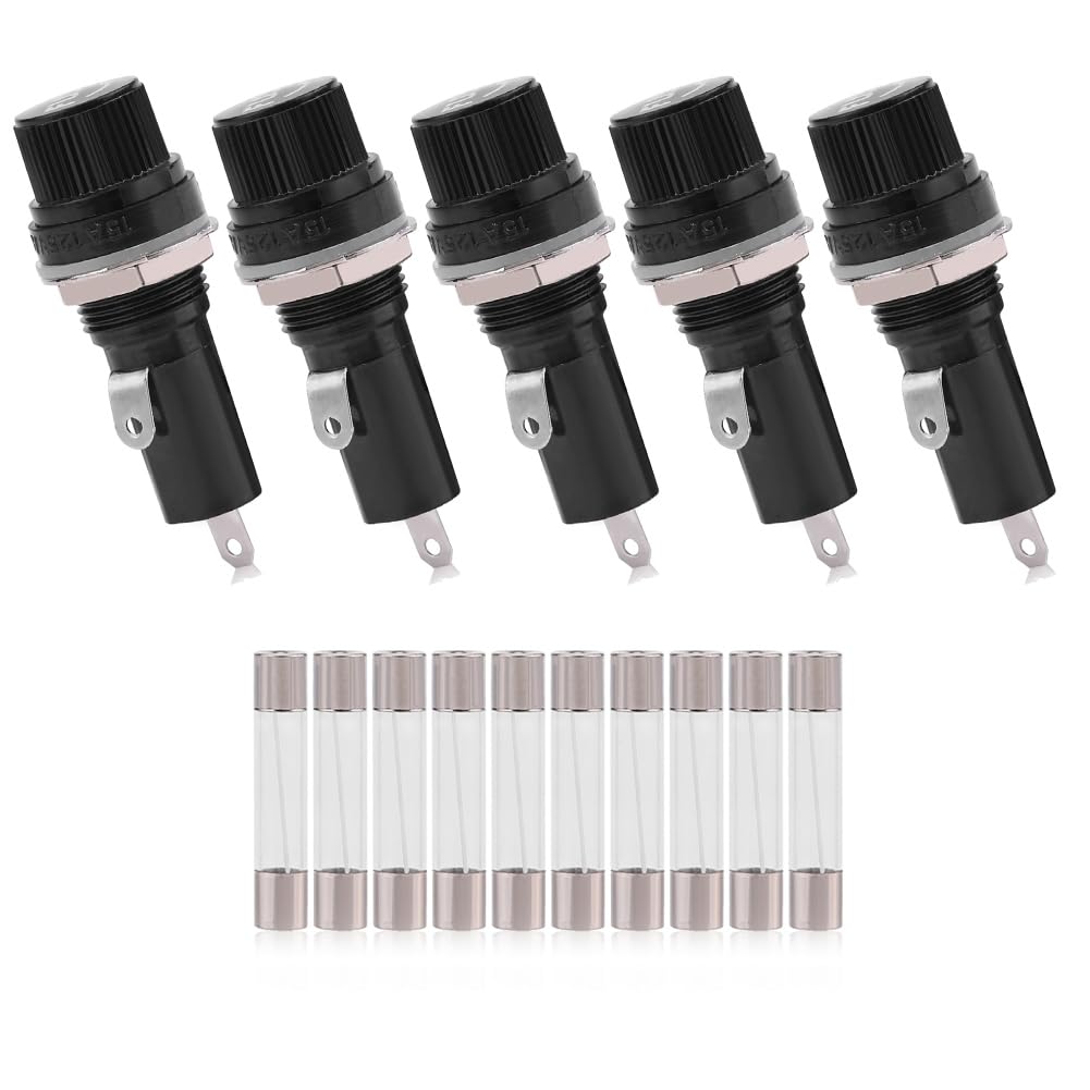 Portafusibile Da Pannello - 5 Pezzi, Per Fusibili 6x30 Mm, 250V 10A / 125V 15A - Foto 9