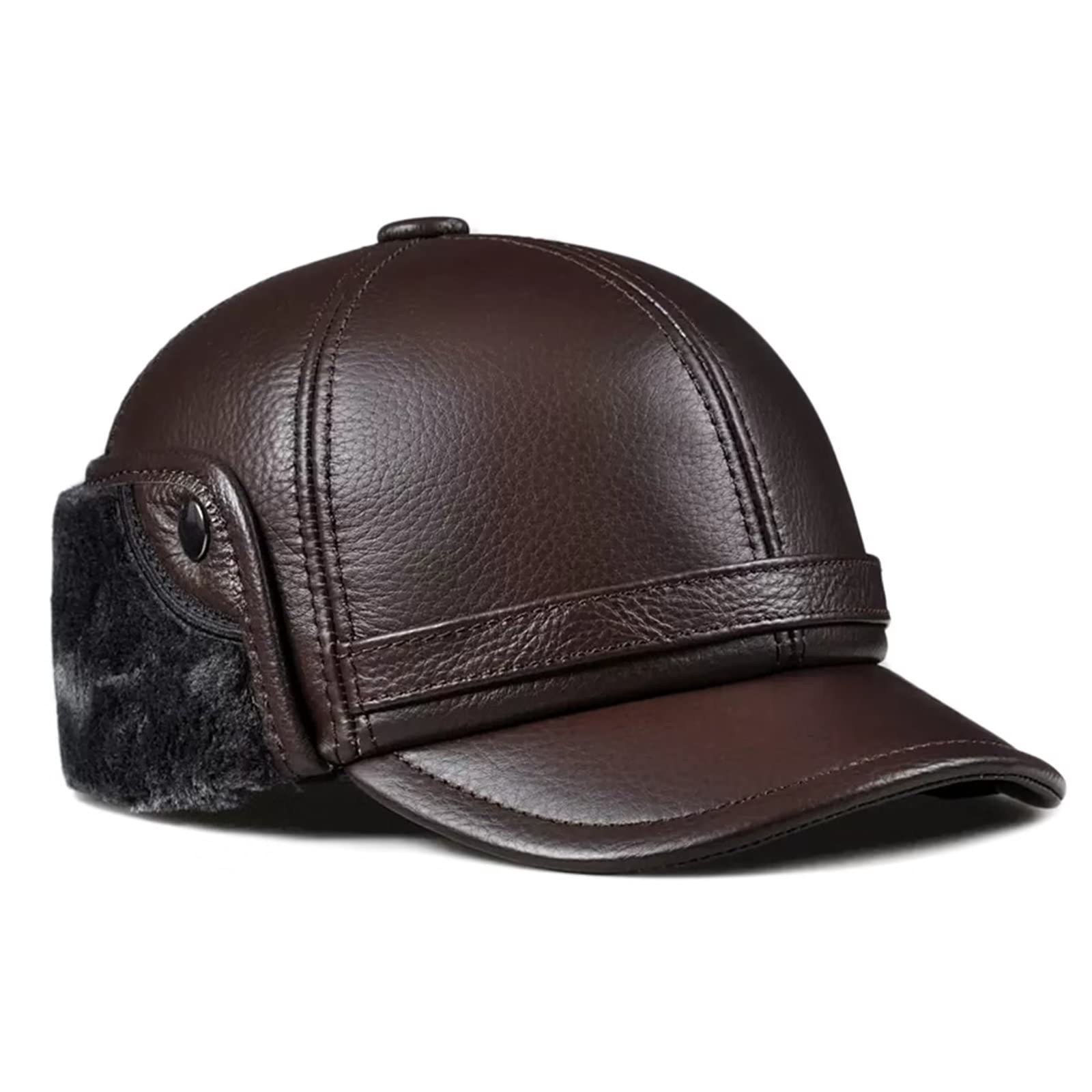 DongBao Cappellino con Paraorecchie Uomo - Berretto Baseball Cappello in Pelle Invernale Visiera, paraorecchie, Fodera Autunno/Inverno