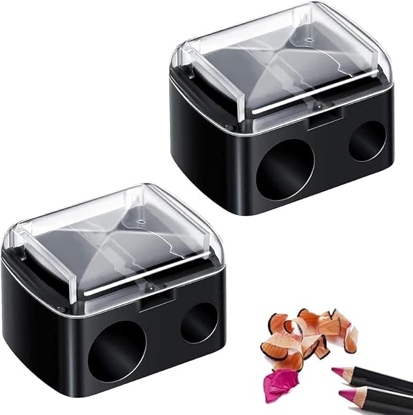 2 Pezzi Temperino Trucco Universale per Matite Cosmetiche, Matita Sopracciglia, Matita Labbra, Eyeliner, Lame di Precisione, Compatto e Portatile - 1