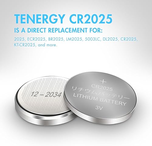 Miniatura 5 de Tenergy CR2025 - Baterías de célula de moneda con botón de litio de 3 V, ideal para batería de llavero cr2025, relojes, calculadoras, termómetros,