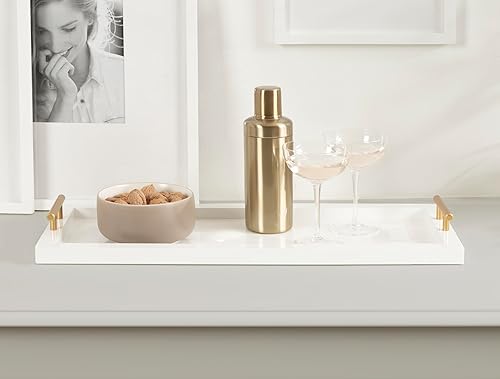 Miniatura 10 de Kate and Laurel Halsey - Bandeja rectangular de madera decorativa con asas de metal pulido 17 x 13 pulgadas negro y dorado bandeja rectangular