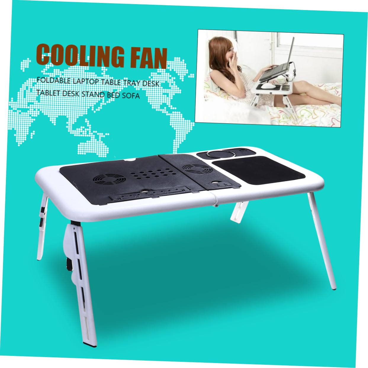 ABOOFAN Support De Bureau Pliable pour Ordinateur Portable avec 2 Ventilateurs Hauteur 0-31 Cm Angle 0-70 Degrés Non Inclus Câble USB