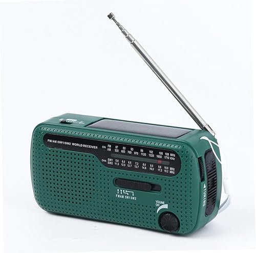 Miniatura 1 de NAUTIG Hand Crank Power Radio, Hand Crank Emergency Outdoor Multi-Band AMFMSW Solar Hand Crank Rechargeable Torch Radio Rechargeable Treasure