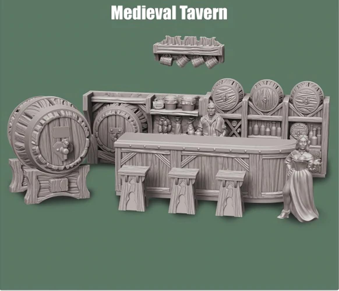 Tiny-Furniture 124-1p - Medieval Bar - UNPAINTED 28mm