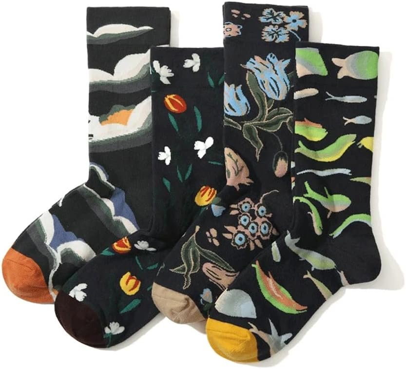 Women's Socks Combed Cotton Colorful Artistic Abstract Pattern Street Hip Hop Skateboard Funny