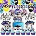 Video Game Geburtstagsparty Dekorationen Set- 97PCS enthält Happy Birthday Banner, Latex & Foil Ballons, Kuchen Topper, Cupcake Topper,Aufkleber und Einladungskarten für Game Fans,Jungen